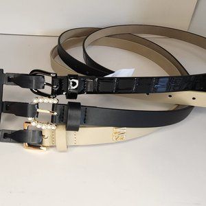 Steve Madden Set of 3 Belts Black, Patent, Tan - Size M - NWT